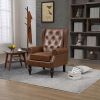 COOLMORE Wood Frame Armchair, Modern Accent Chair Lounge Chair with Sturdy Wood Legs for Living Room Bedroom(Brown PU)