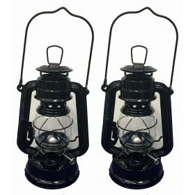 Lot of 2 - 8 Inch Black Hurricane Kerosene Oil Lantern Hanging Light / Lamp