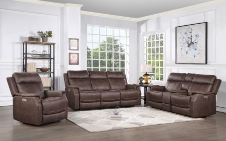 Valencia - 3 Piece Dual Power Reclining Living Room Set - Dark Brown