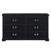 Classic Traditional 1pc Dresser of 6 Drawers Black Finish Bedroom Wooden Storage Furniture