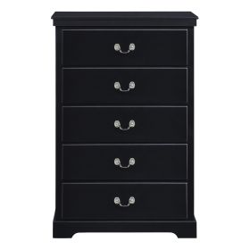 Classic Traditional 1pc Chest of 5 Drawers Black Finish Bedroom Furniture Wooden