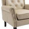 COOLMORE Wood Frame Armchair, Modern Accent Chair Lounge Chair with Sturdy Wood Legs for Living Room Bedroom(Camel PU)