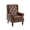 COOLMORE Wood Frame Armchair, Modern Accent Chair Lounge Chair with Sturdy Wood Legs for Living Room Bedroom(Brown PU)