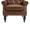 COOLMORE Wood Frame Armchair, Modern Accent Chair Lounge Chair with Sturdy Wood Legs for Living Room Bedroom(Brown PU)