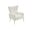 Modern Accent Chair with Ottoman, Comfy Armchair for Living Room, Bedroom, Apartment, Office (White)