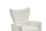 Modern Accent Chair with Ottoman, Comfy Armchair for Living Room, Bedroom, Apartment, Office (White)