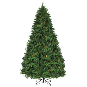 7/7.5/8 Feet Artificial Christmas Tree with LED Lights and Pine Cones