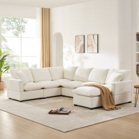 [VIDEO provided] [New] 110*84" Modern U Shape Modular Sofa, 7 Seat Chenille Sectional Couch Set with 2 Pillows Included