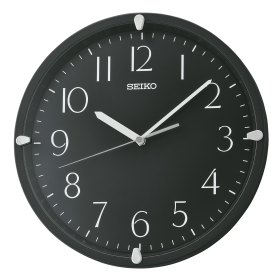 Seiko 12" Quartz Traditional Round Black Analog Quartz Wall Clock, QHA007KLH