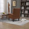 COOLMORE Wood Frame Armchair, Modern Accent Chair Lounge Chair with Sturdy Wood Legs for Living Room Bedroom(Brown PU)