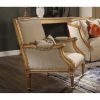 Daesha Accent Chair & Pillow in Tan Flannel & Antique Gold