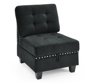 Single Chair for Modular Sectional,Black Velvet (26.5"x31.5"x36")