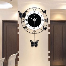 Butterfly Silent Wall Clock, Pendulum Non Ticking Wall Clocks for Home Nursery Living Room Bedroom Kitchen