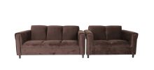 Suede Loveseat and Sofa Set for Living Room, Modern D√©cor Couch Sets for Living Room, Bedrooms with Solid Wood Frame (Dark Brown)