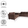 Suede Loveseat and Sofa Set for Living Room, Modern D√©cor Couch Sets for Living Room, Bedrooms with Solid Wood Frame (Dark Brown)