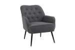 Modern Mid Century Chair velvet Sherpa Armchair for Living Room Bedroom Office Easy Assemble(Dark Grey)