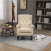 COOLMORE Wood Frame Armchair, Modern Accent Chair Lounge Chair with Sturdy Wood Legs for Living Room Bedroom(Camel PU)