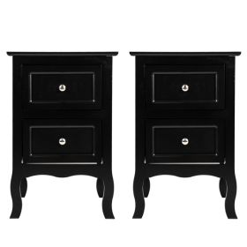 2pcs Country Style Two-Tier Night Tables Large Size Black (Same model: 46330063)