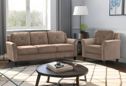 Stylish velvet living room 1+3 seater sofa set, brown velvet