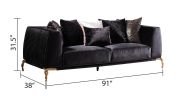 Majestic Shiny Thick Velvet Fabric Upholstered 2PC Living room set made with wood in Black