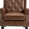 COOLMORE Wood Frame Armchair, Modern Accent Chair Lounge Chair with Sturdy Wood Legs for Living Room Bedroom(Brown PU)