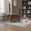 COOLMORE Wood Frame Armchair, Modern Accent Chair Lounge Chair with Sturdy Wood Legs for Living Room Bedroom(Brown PU)