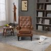 COOLMORE Wood Frame Armchair, Modern Accent Chair Lounge Chair with Sturdy Wood Legs for Living Room Bedroom(Brown PU)