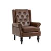 COOLMORE Wood Frame Armchair, Modern Accent Chair Lounge Chair with Sturdy Wood Legs for Living Room Bedroom(Brown PU)