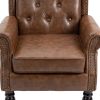 COOLMORE Wood Frame Armchair, Modern Accent Chair Lounge Chair with Sturdy Wood Legs for Living Room Bedroom(Brown PU)