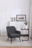 Modern Mid Century Chair velvet Sherpa Armchair for Living Room Bedroom Office Easy Assemble(Dark Grey)