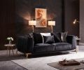 Majestic Shiny Thick Velvet Fabric Upholstered 2PC Living room set made with wood in Black