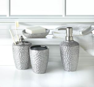 Hammered Silver Bath Accessory Set