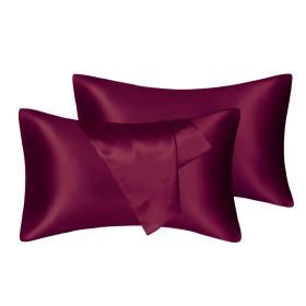 75D Satin Artificial Silk Pillowcase (Option: Wine Red-Standard 20X26in-1pcs)