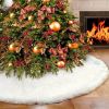 White Christmas Tree Skirt Base Faux Fur Xmas Floor Mat Ornaments Decoration