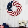 Patriotic Americana Wreath;  Boxwood Handcrafted Memorial Day Wreath Festival Garland Decoration