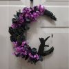 Curved Moon Cat Wreath Door Hanging Creative Halloween Simulation Plant Rattan Circle Home Decor Wall Hanging