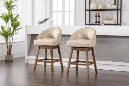 COOLMORE Bar Stools Set of 2 Counter Height Chairs with Footrest for Kitchen, Dining Room And 360 Degree Swivel (Color: as Pic)