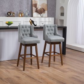 COOLMORE Bar Stools Set of 2 Counter Height Chairs with Footrest for Kitchen (Color: as Pic)