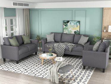 Polyester-blend 3 Pieces Sofa Set; Living Room Set (Color: Gray)