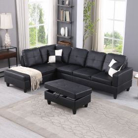 Black Faux Leather 3-Piece Couch Living Room Sofa Set (model: F091B(C+S+O))