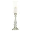 DecMode Silver Glass Handmade Turned Style Pillar Hurricane Lamp with Faux Mercury Glass Finish