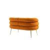 COOLMORE Small Loveseat Sofa, Upholstered Mini Couch with Curved Backrest with Stylish Golden Decor