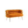 COOLMORE Small Loveseat Sofa, Upholstered Mini Couch with Curved Backrest with Stylish Golden Decor