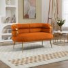 COOLMORE Small Loveseat Sofa, Upholstered Mini Couch with Curved Backrest with Stylish Golden Decor