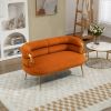 COOLMORE Small Loveseat Sofa, Upholstered Mini Couch with Curved Backrest with Stylish Golden Decor