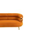 COOLMORE Small Loveseat Sofa, Upholstered Mini Couch with Curved Backrest with Stylish Golden Decor