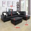 Black Faux Leather 3-Piece Couch Living Room Sofa Set