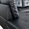 Black Faux Leather 3-Piece Couch Living Room Sofa Set