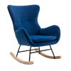 Velvet Fabric Padded Seat Rocking Chair With High Backrest And Armrests