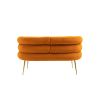 COOLMORE Small Loveseat Sofa, Upholstered Mini Couch with Curved Backrest with Stylish Golden Decor